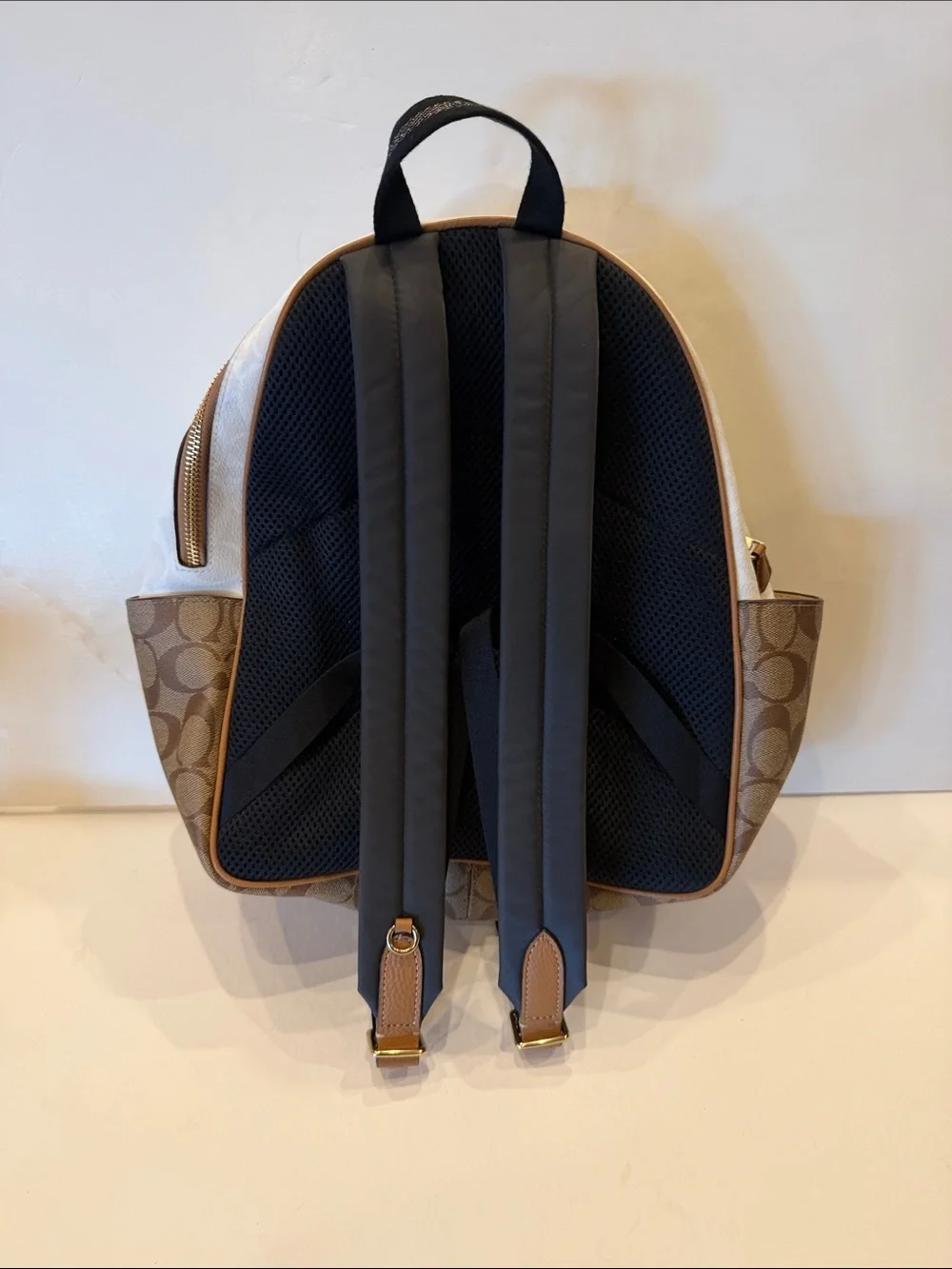 Coach Signature Canvas Backpack in Cream and Brown